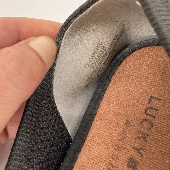 Lucky Brand Flats Women's Size 7.5 Black Daneric Knit Shoe Washable‎ - Picture 6 of 6